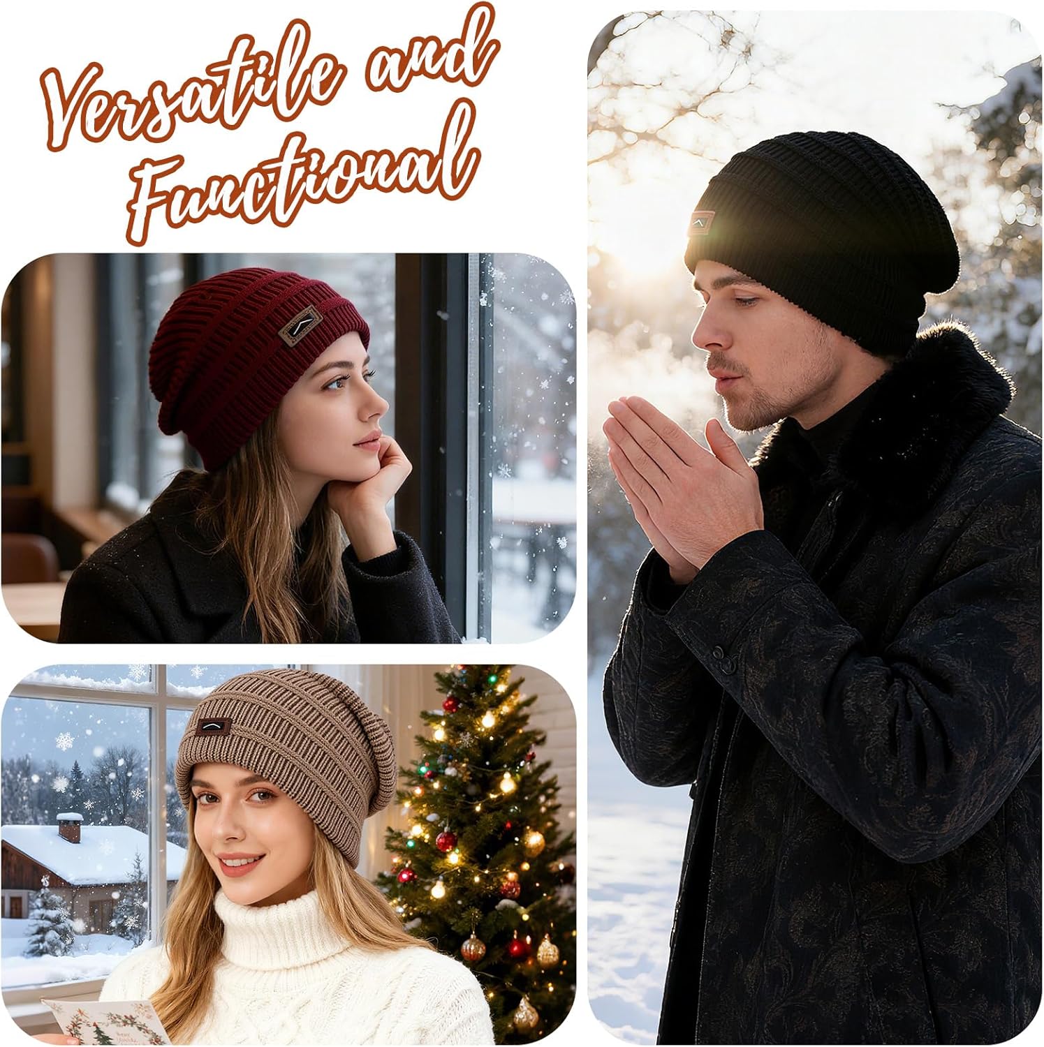 ZOORON Slouchy Beanies Hats for Men Women Cable Knit Winter Hats Chunky Beanie Skull Warm Cap - Image 5