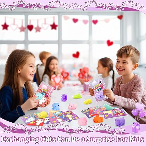Miniatura 6 de 28 tarjetas del día de San Valentín para niños con animales Squishies juguete mini oso corazón alivio del estrés juguetes juguetes para apretar,