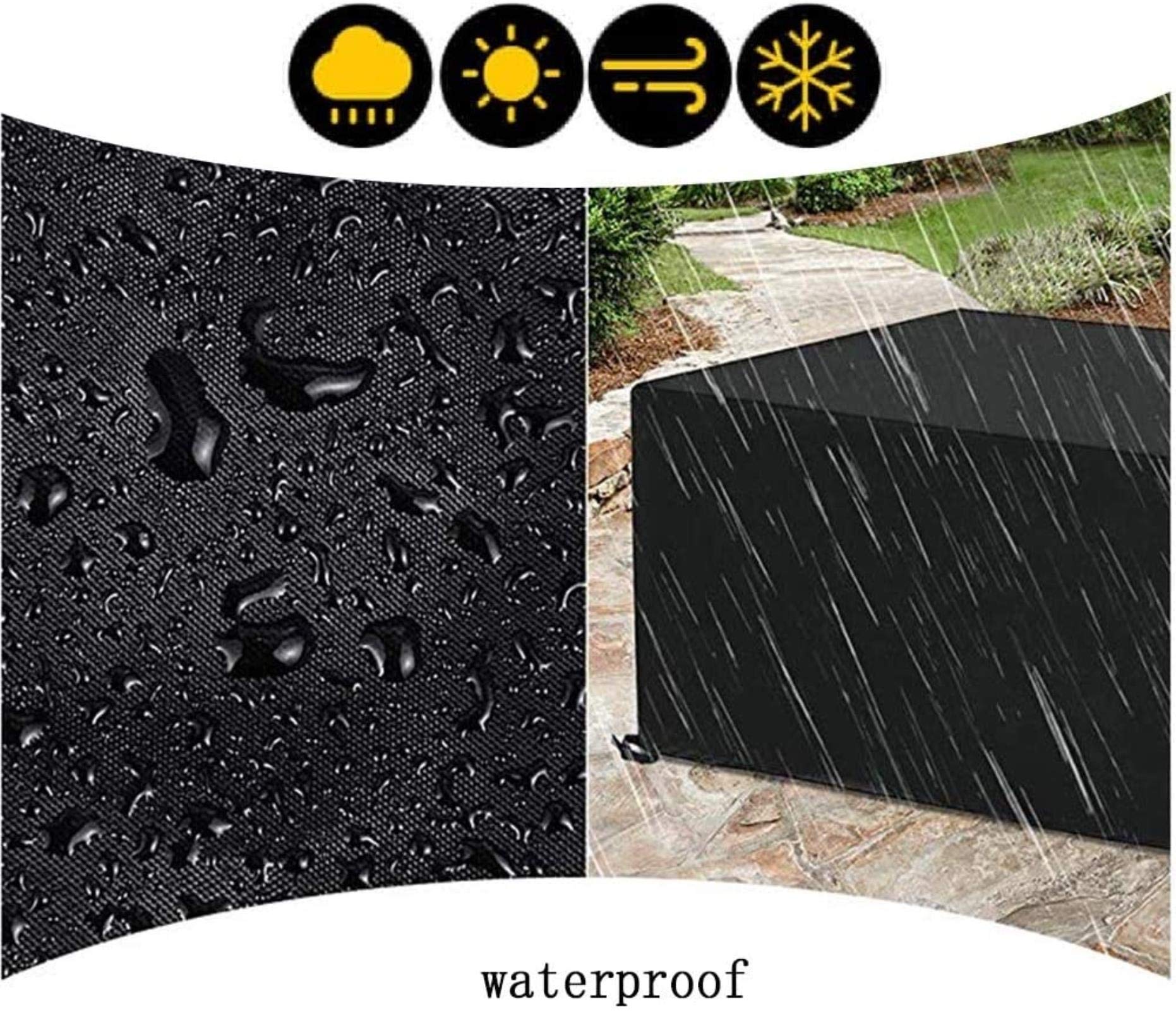 Pokrowiec na meble ogrodowe wodoodporny pokrowiec ochronny na patio na sofę ogrodową odporny na kurz i warunki atmosferyczne czarny 3 x 1 x 1 m idealny do mebli rattanowych