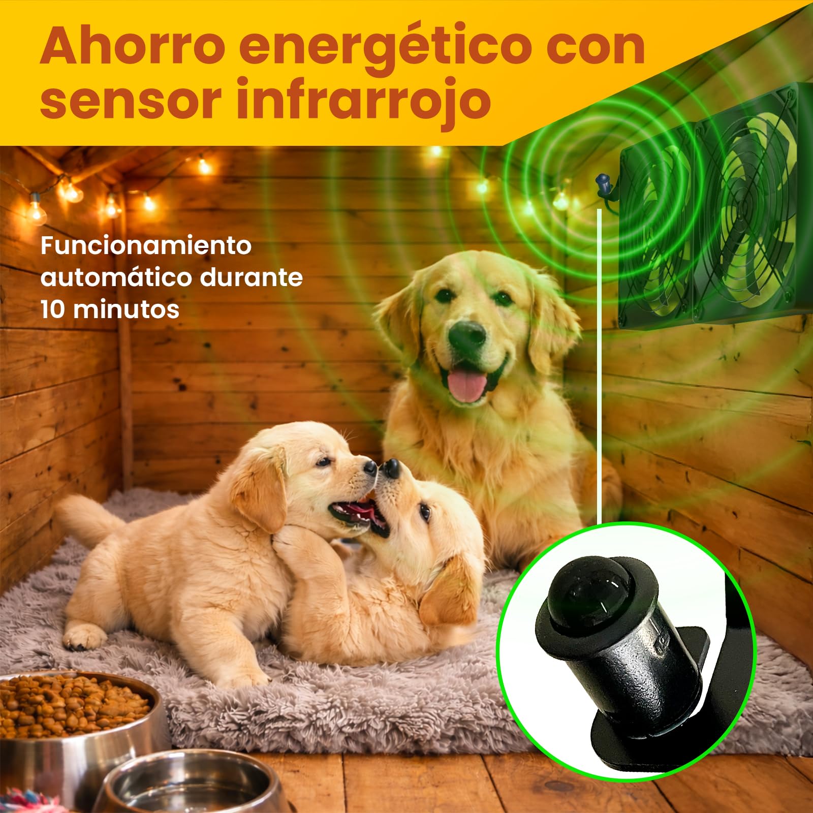 Ventilador Solar para Gallinero e Invernadero, Doble Ventilación Solar con Batería, Entrada o Extracción de Aire, Caja de Control con 3 Modos