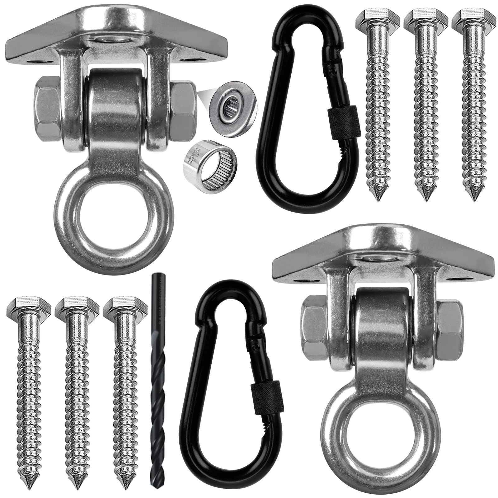 Dakzhou 2 Packs Heavy Duty Swing Hangers, 453 kg Capacity 304 Stainless Steel, 180ยฐ Swing Ceiling Hook Hammock Hook for Hammock, Hanging Chair, Yoga, Sandbag, Playground โ image 1