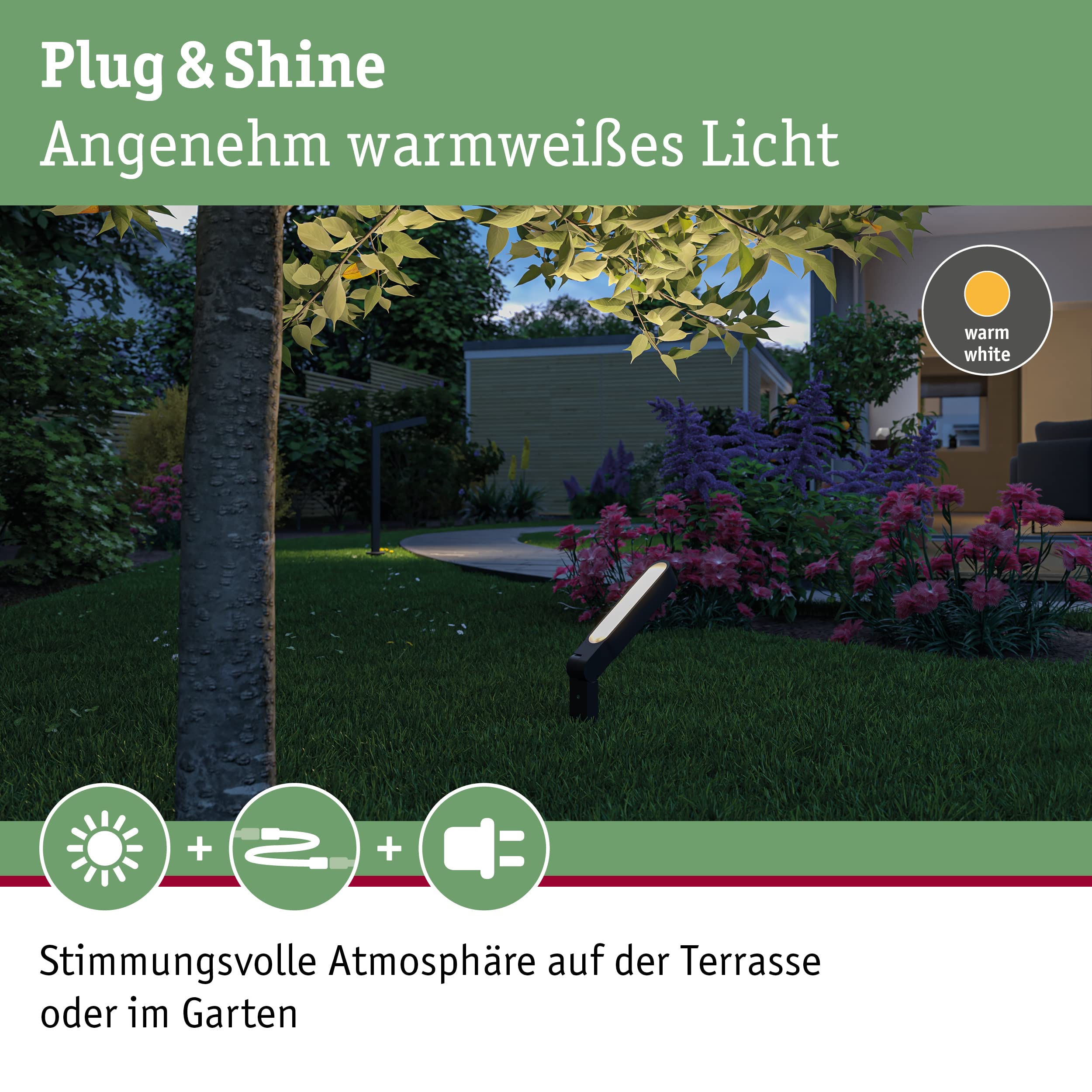Paulmann 94545 Plug & Shine LED oprawa zewnętrzna Plug & Shine Spot Ito IP65 w zest. 1x6 Watt ściemn. opr. zewn. antracyt, metal, tw. szt. 3000 K