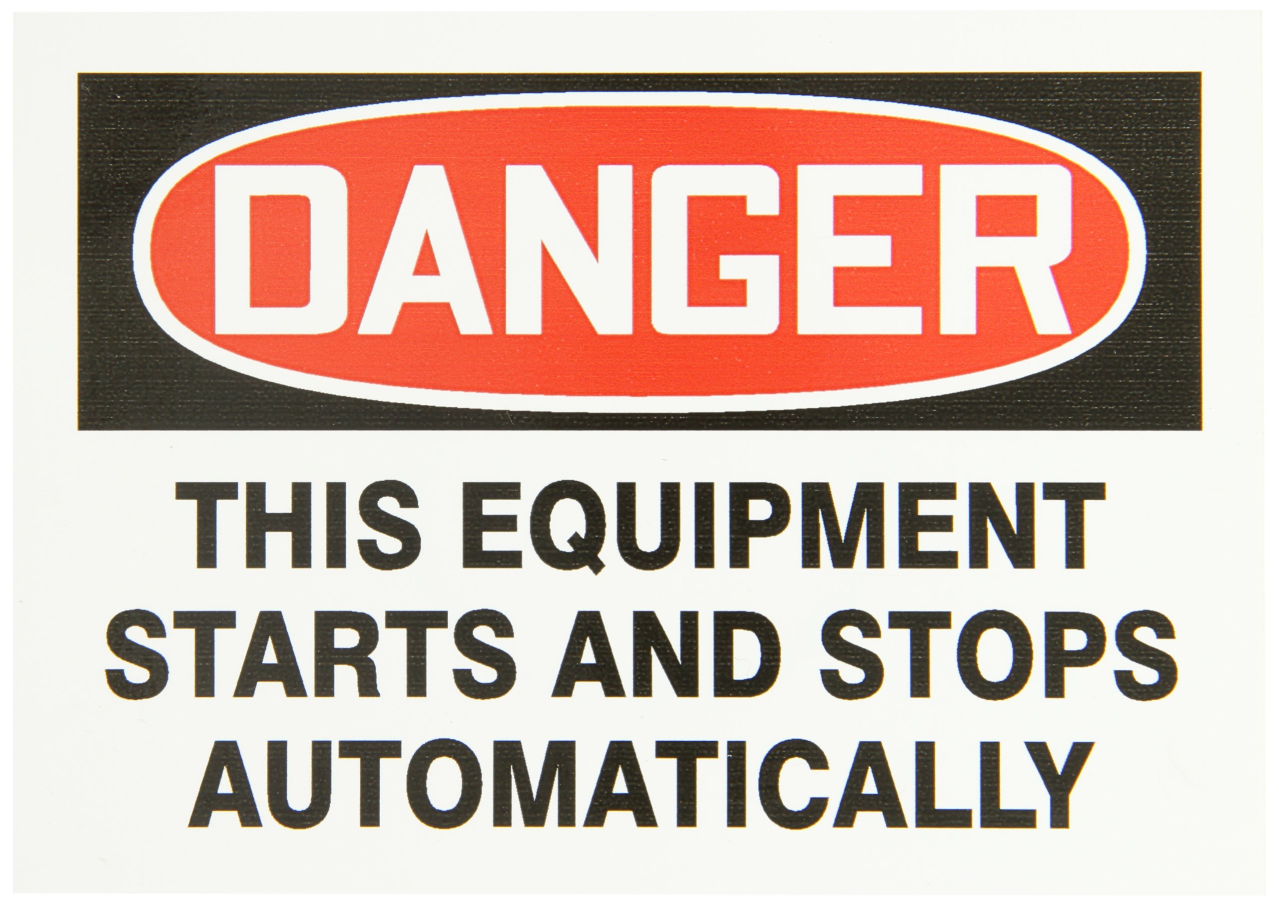 Accuform Signs, Label,Danger This Equipment Starts and Stops Automatically,Adhesive Vinyl,5/Pk