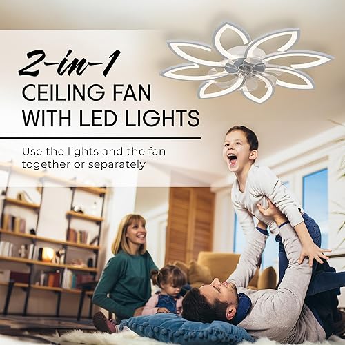 Miniatura 2 de Ventiladores de techo de 35 pulgadas con luces, ventilador de techo sin aspas con luces y control remoto, montaje empotrado con luz LED regulable,