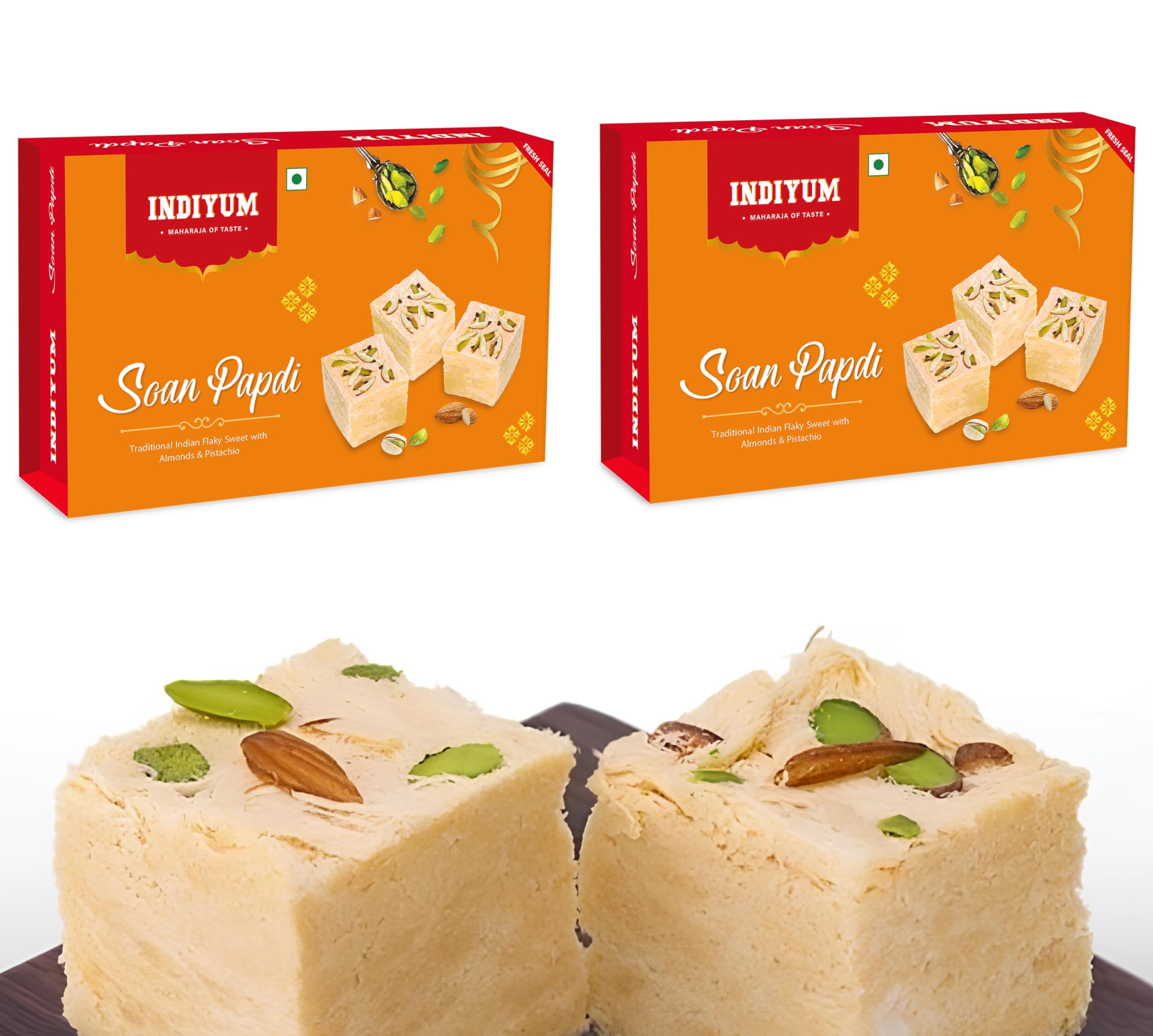 Indiyum Soan Papdi | Ready To Eat Indian Dessert | Festive Sweets | Perfect for Gifting 800g (400g x 2)