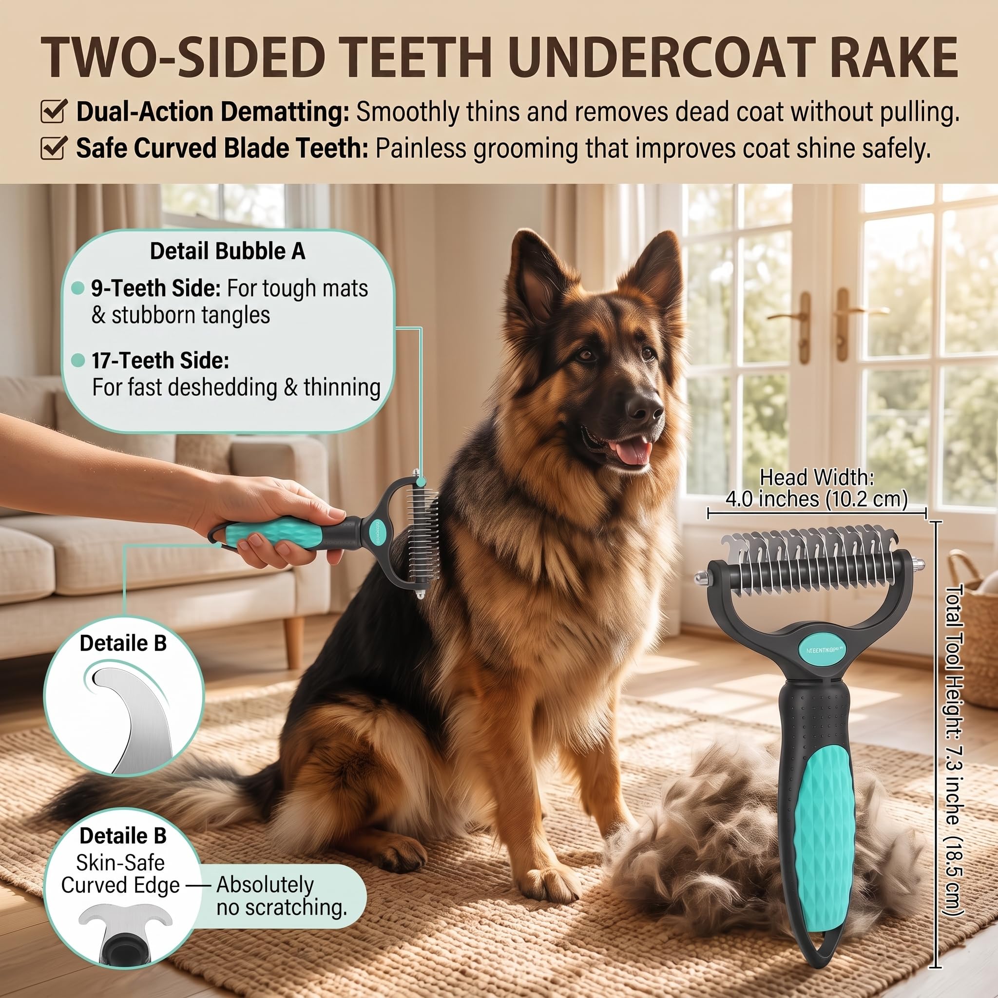 Kit de cepillo para perros para desprendimiento y aseo de perros y gatos de pelo corto y largo, juego de aseo de mascotas 5 en 1 para animales pequeños, cepillo de limpieza automática para perros