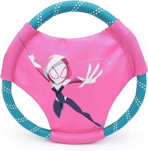 ZippyPaws Marvel Rope Gliderz - Juguete duradero para perros al aire libre, disco volador para mascotas, juguete suave para perro frisbee para tirar