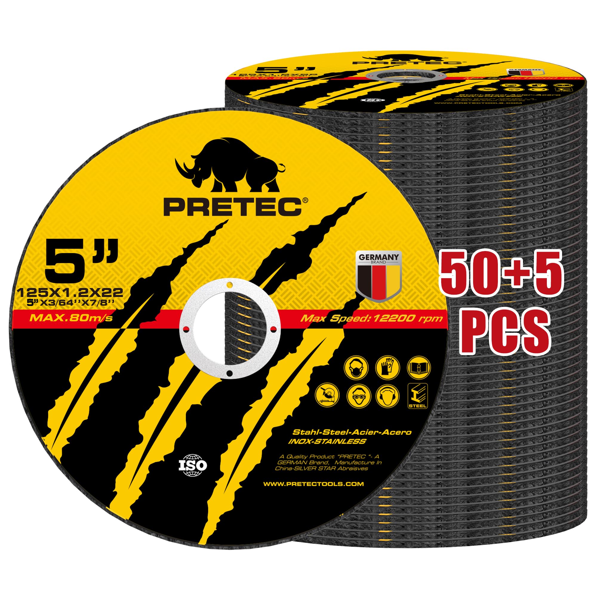 Rueda de corte de 5 pulgadas, paquete de 50+5