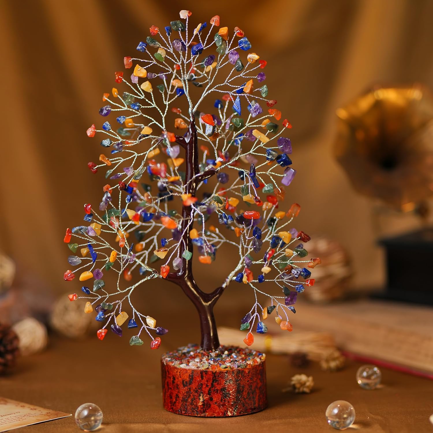 Chakra Tree, Chakra Stones and Healing Crystals, Crystal Tree of Life, Shelf Decor, for Women, Room Decor Aesthetic, Office Desk Decor, Unique Gifts for Women