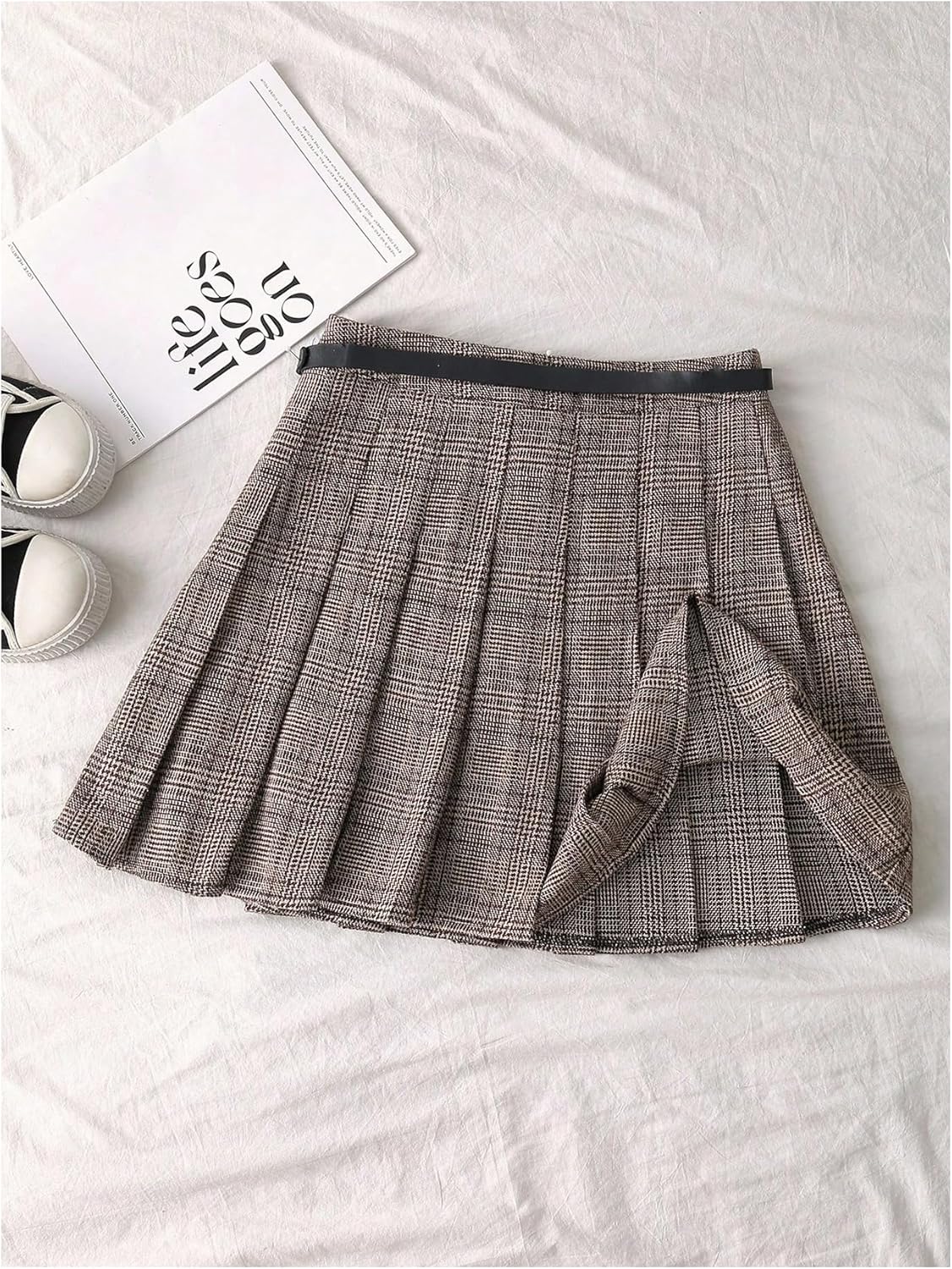 Floerns Women's Pleated Plaid Skirt High Waisted Tartan Uniform Preppy Skater Skirt - Image 2