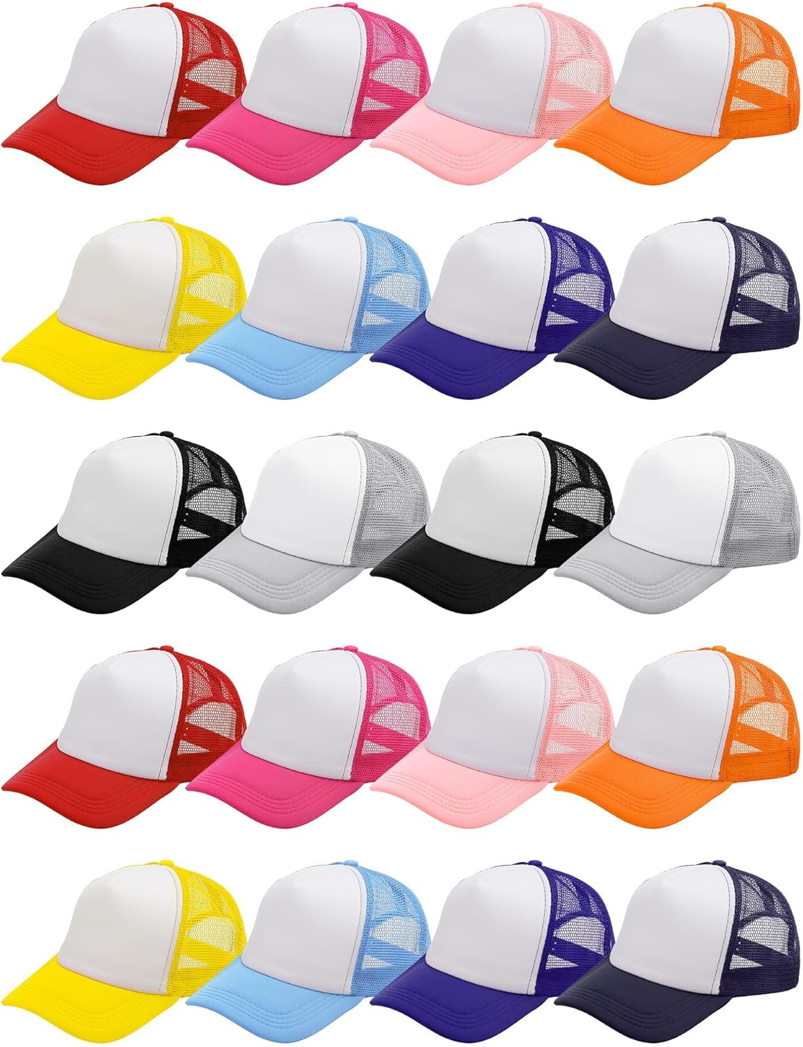 20 Pack Sublimation Blank Cap Trucker Fashion Sublimation Blank Baseball Cap,Adjustable Mesh Baseball Hat