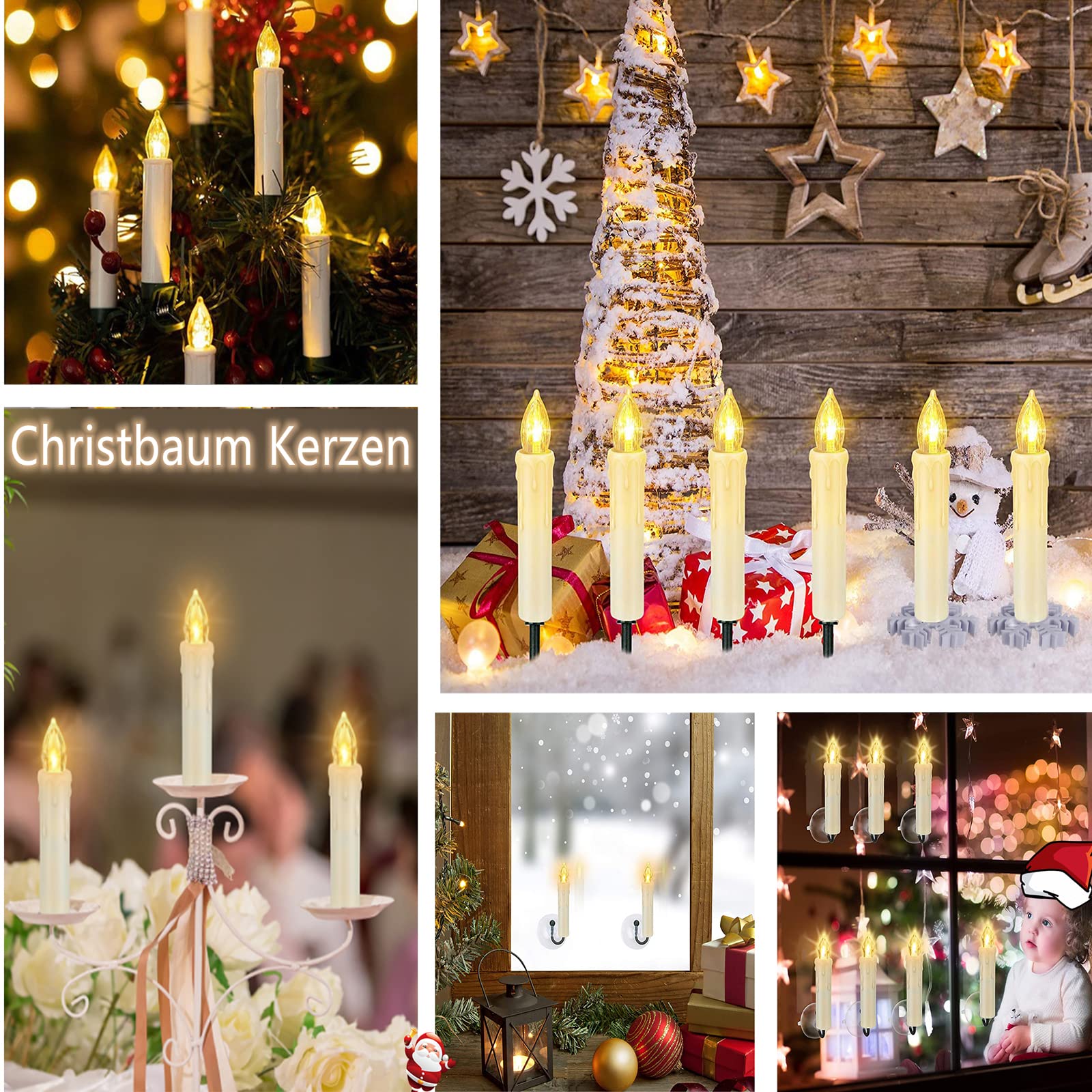 40er LED Weihnachtskerzen Christbaumkerzen Kabellose Weihnachtsbaumkerzen mit Fernbedienung Timer Flackernde Dimmbar für Weihnachtsbaum Lichterkette Weihnachtsdeko Hochzeit(40stk)