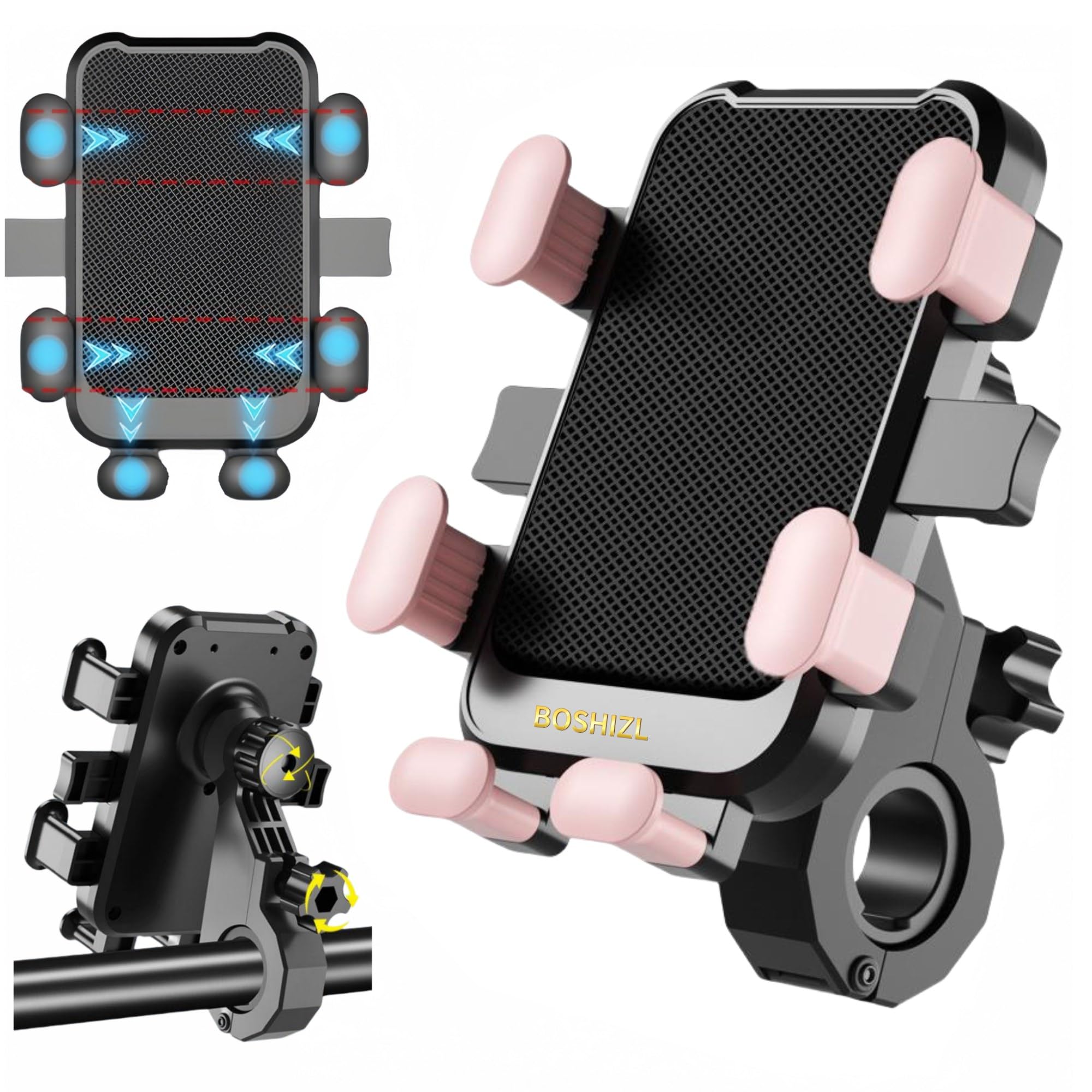 BOSHIZL Six Claws Motorcycle Bike Bicycle Harley Electrical Scooter Cell Phone Handlebar Holders for Mounting Compatible 4.5