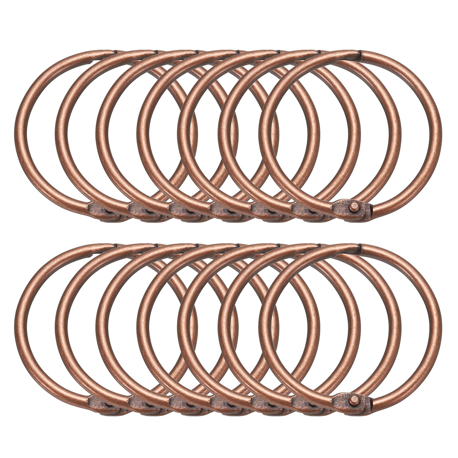 sourcing map 14pcs Shower Curtain Rings, 1.3 Inch ID Metal Round Snap Shower Curtain Hooks Glide Smoothly Shower Hooks for Bathroom Shower Curtain Rods, Vintage Copper