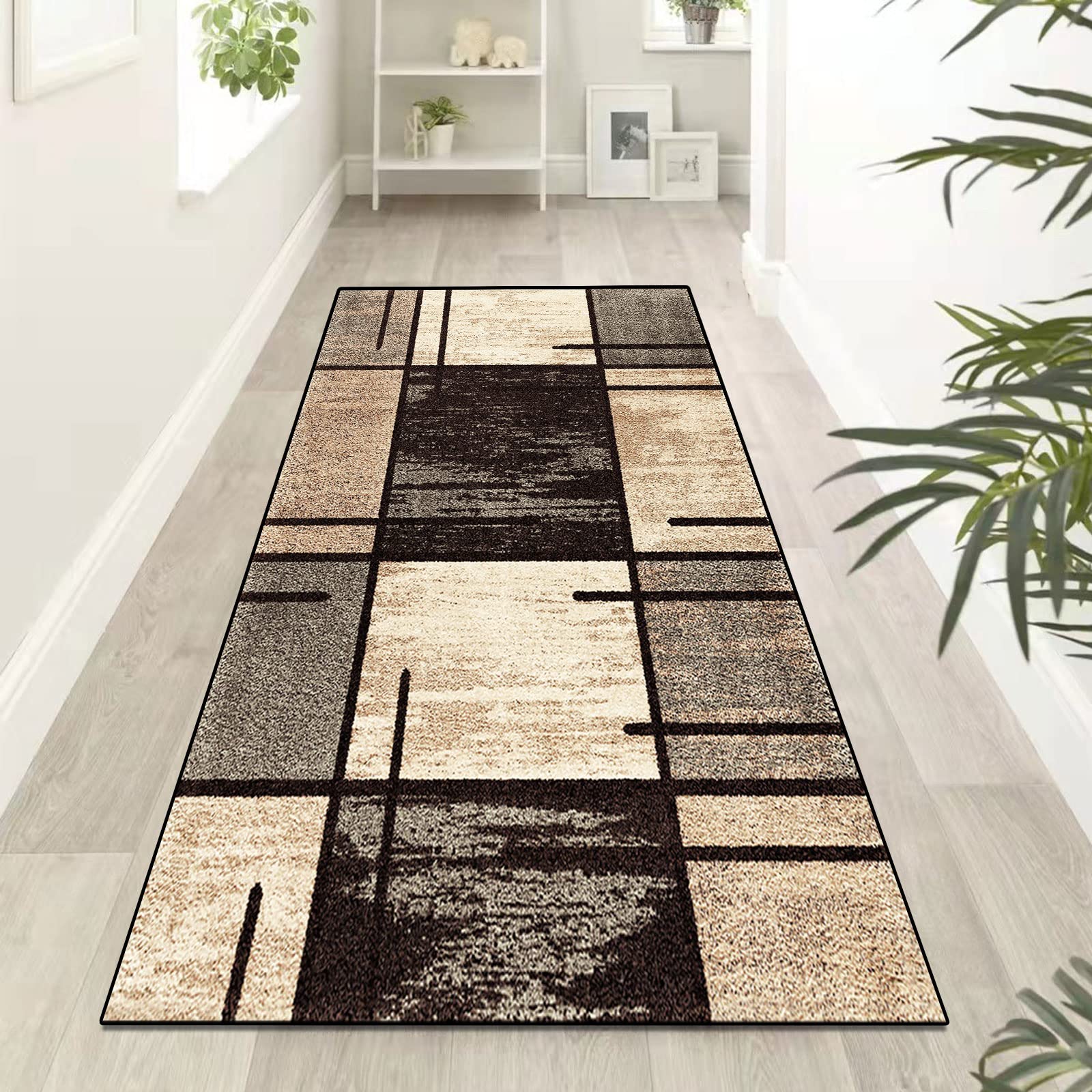 Teppich Läufer - Teppiche - Läufer Flur Teppich，Niederflor Bunter Modern rutschfest Waschbar，Pflegeleicht,Geruchsneutral，für Korridor,Schlafzimmer,Innen Wohnzimmer