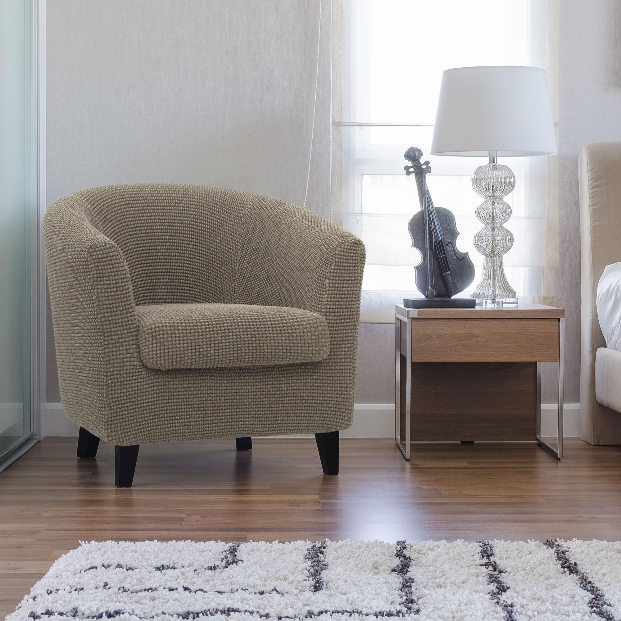 FAVERTI Housse de Fauteuil Club avec Housse de siège | Housse Super élastique Compatible avec Les fauteuils IKEA TULLSTA et BAKLA | Modèle NOVELE | Lin | Tissu Jacquard de qualité Toucher Coton