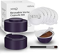 Vista 8 de Nessus Juego de 200 cápsulas reutilizables originales de papel de aluminio de Vertuo, [ALSeal EZ FIT] para cápsulas recargables Nespresso