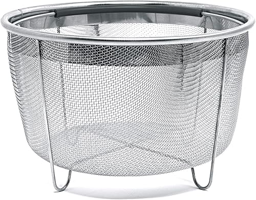 Cuisinox Cesta de vapor de acero inoxidable de 6 cuartos de galón con mango de silicona para olla instantánea al vapor, verduras, huevos, carnes,