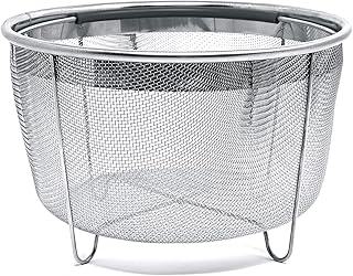 Stainless Steel 6 Quart Steamer Basket with Silicone Handle for Instant Pot Steaming Vegetables Eggs Meats Bone Broths Stocks