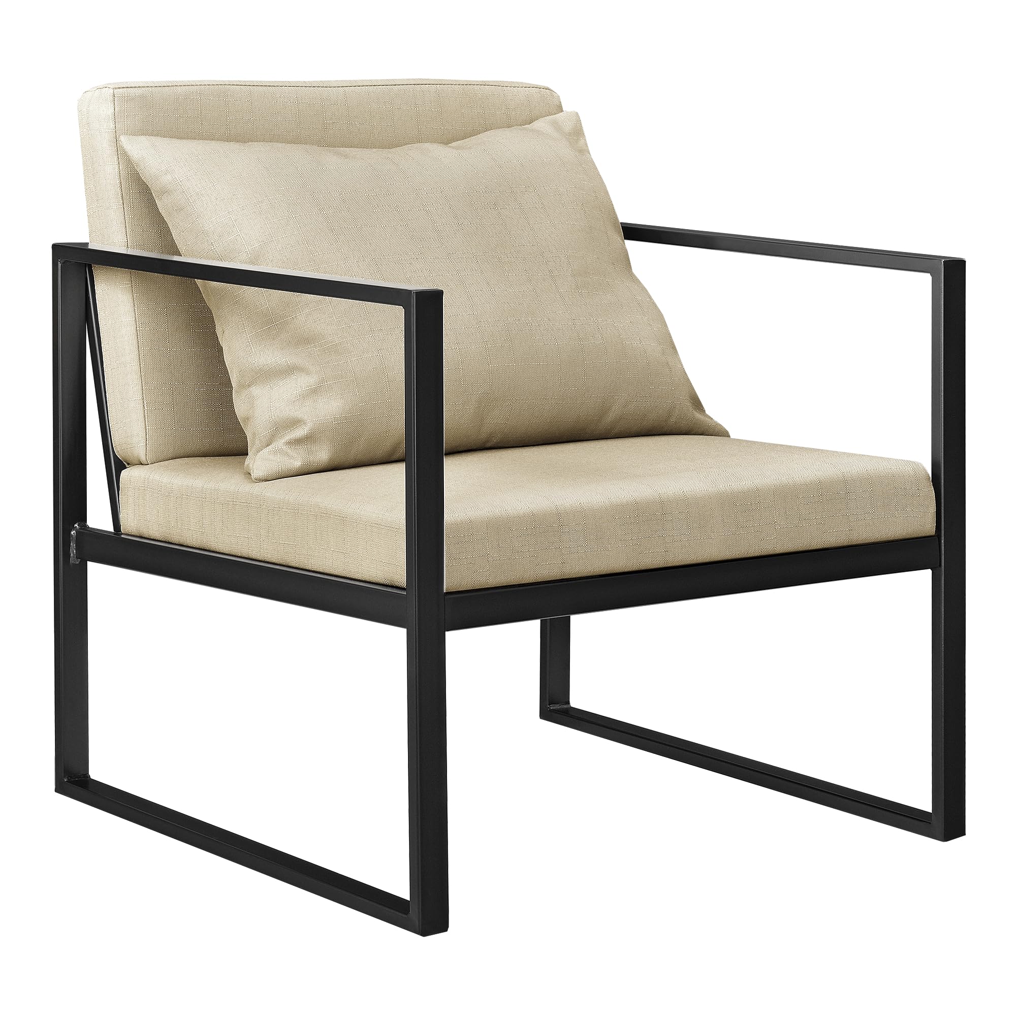 [en.casa] Set de 2X Sillones de Comedor Textil y Hierro - 70 x 60 x 60 cm - Color Arena
