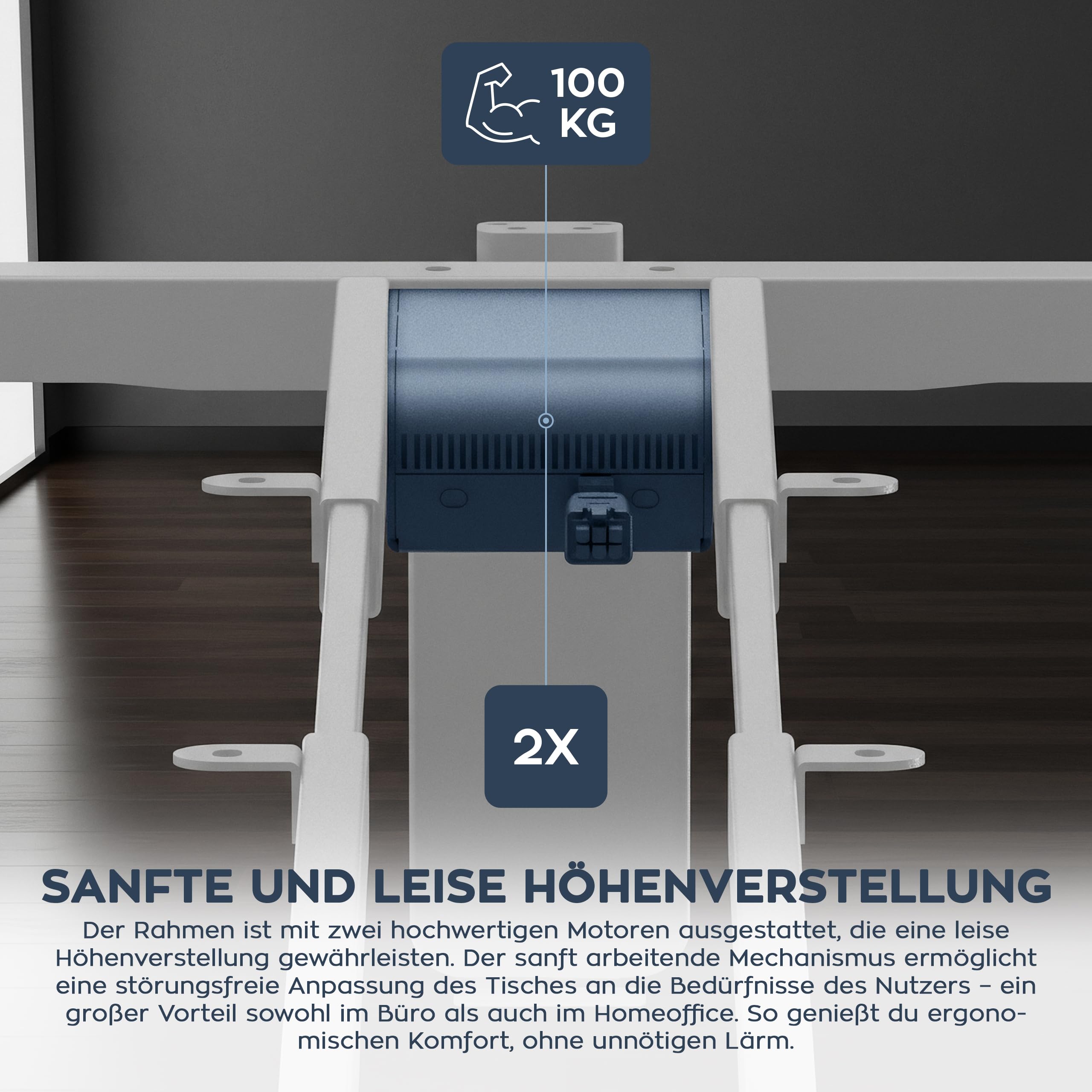 MARK ADLER Xeno 4.5 Weiß | Elektrischer Schreibtischrahmen höhenverstellbar | Ergonomisches Tischgestell | Memory-Steuerung | Metallgestell | Höhenverstellbarer Schreibtisch | Weiß