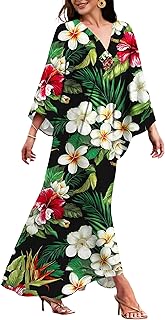 MAKABO Kaftan for Women Dress V Neck Short Sleeve Beach Vacation Bikini Swimsuit Cover Ups Loungewear for Summer
