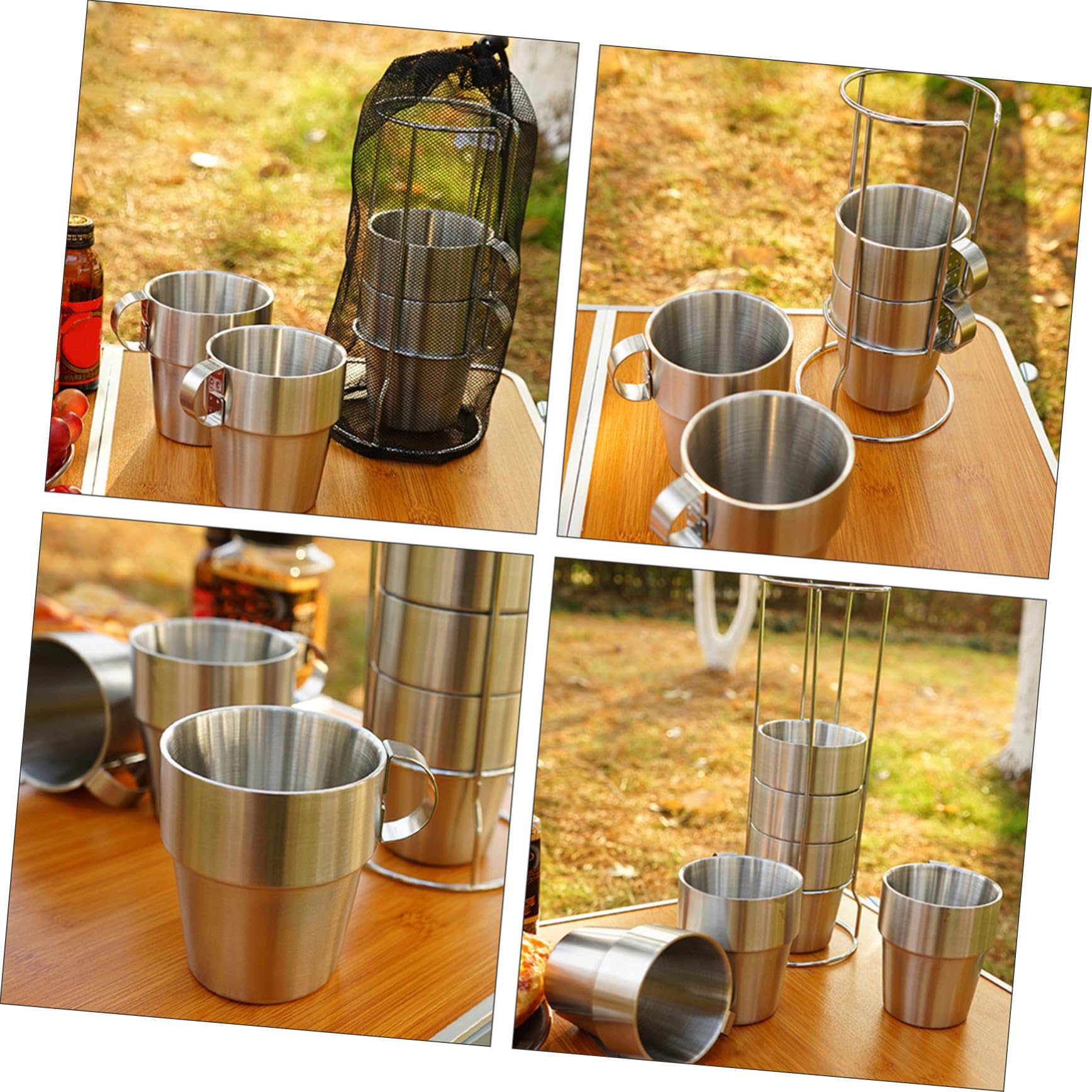 Doppelwandiger Isolierbecher aus Edelstahl 1 Satz mit Praktischem Griff und Hitzeschutz für Outdoor Camping und Picknick