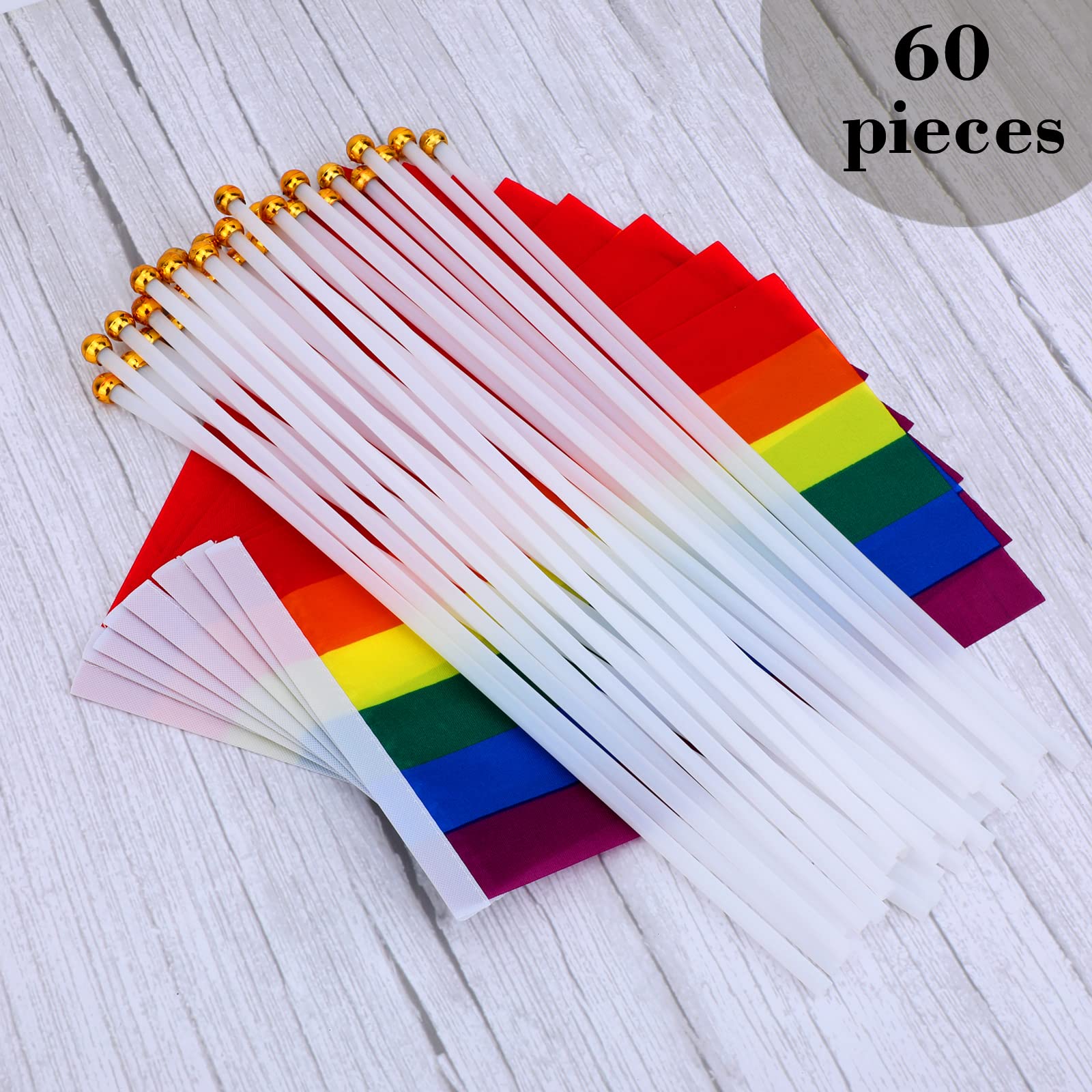 60 Pièces Petit Drapeau Arc En Ciel pour Marche des Fiertés Pride LGBT LGBTQIA+