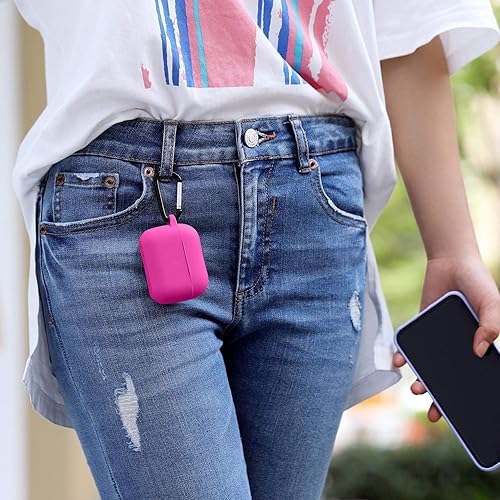 Miniatura 5 de DGege - Funda de silicona compatible con Apple AirPods Pro, funda protectora con mosquetón para AirPods 3 (luz de LED frontal visible)