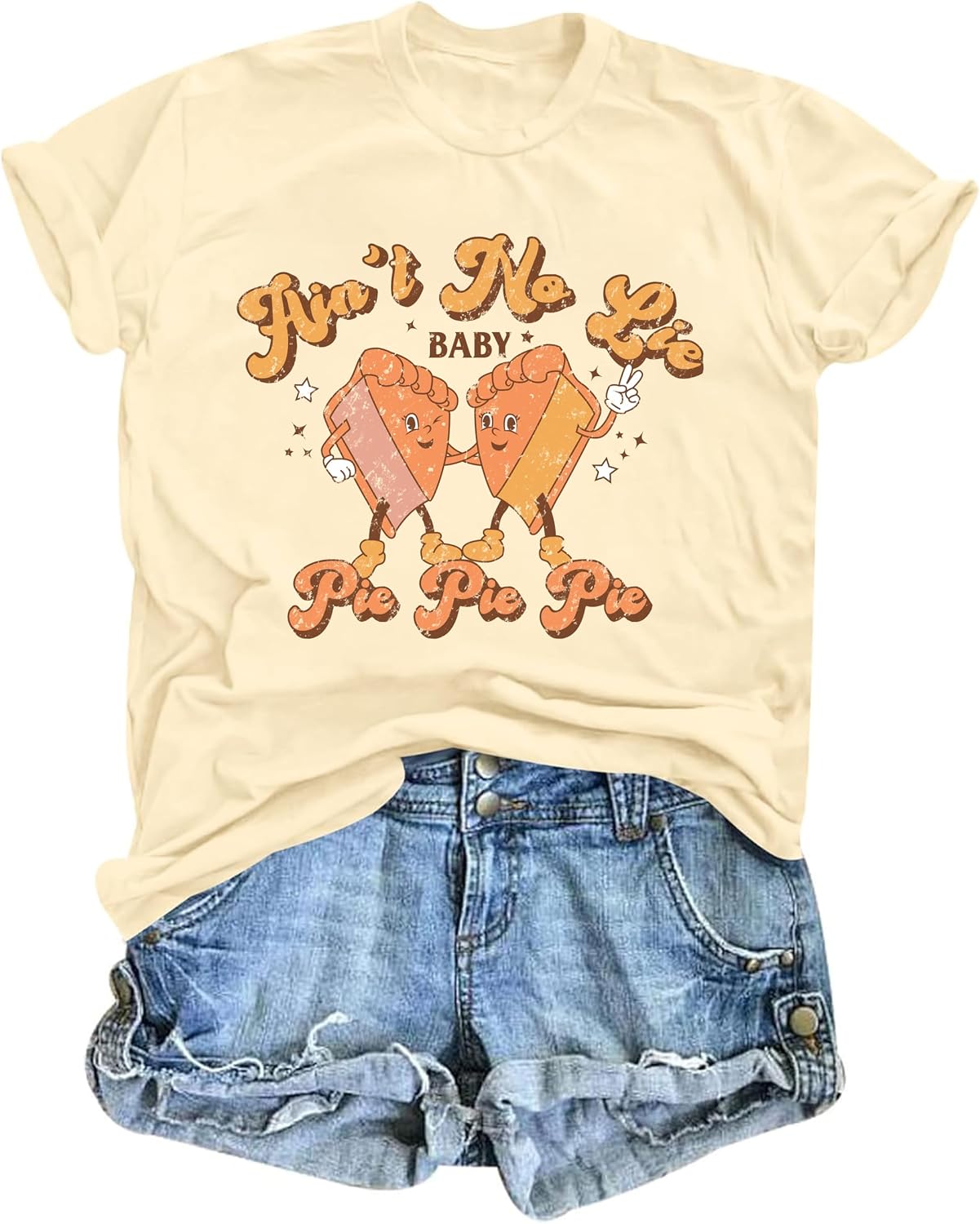 Tewmeu Thanksgiving Shirts for Women Funny Turkey Graphic Tee Apricot