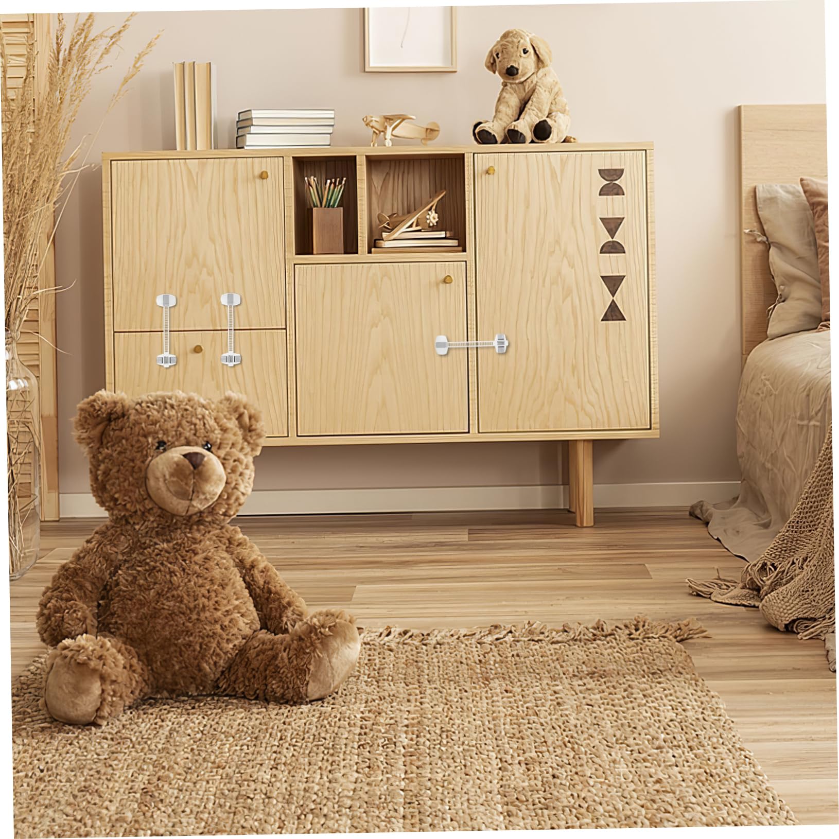 10pieza Cerradura De Seguridad Para Armario Protector Multifunción Cerradura De Protección Para Bebés Para Puertas De Armario Material Resistente Antipellizcos Para Manos De