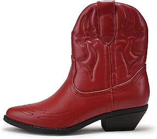 Women Cowgirl Cowboy Western Stitched Ankle Boots Pointed Toe Short Booties Rigging-S
