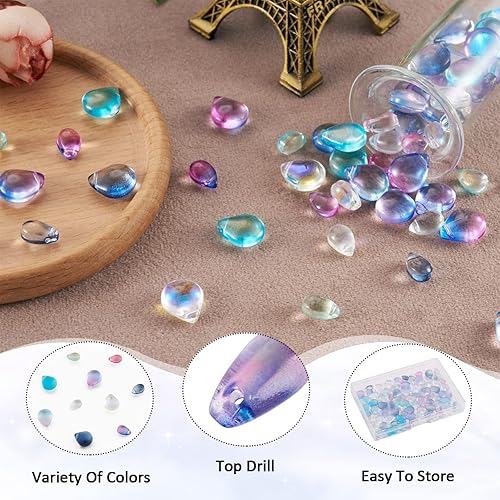 Miniatura 10 de Craftdady 220 cuentas de cristal facetado en forma de lágrima de color AB Briolette, cuentas de cristal checo, cuentas espaciadoras de gota de agua