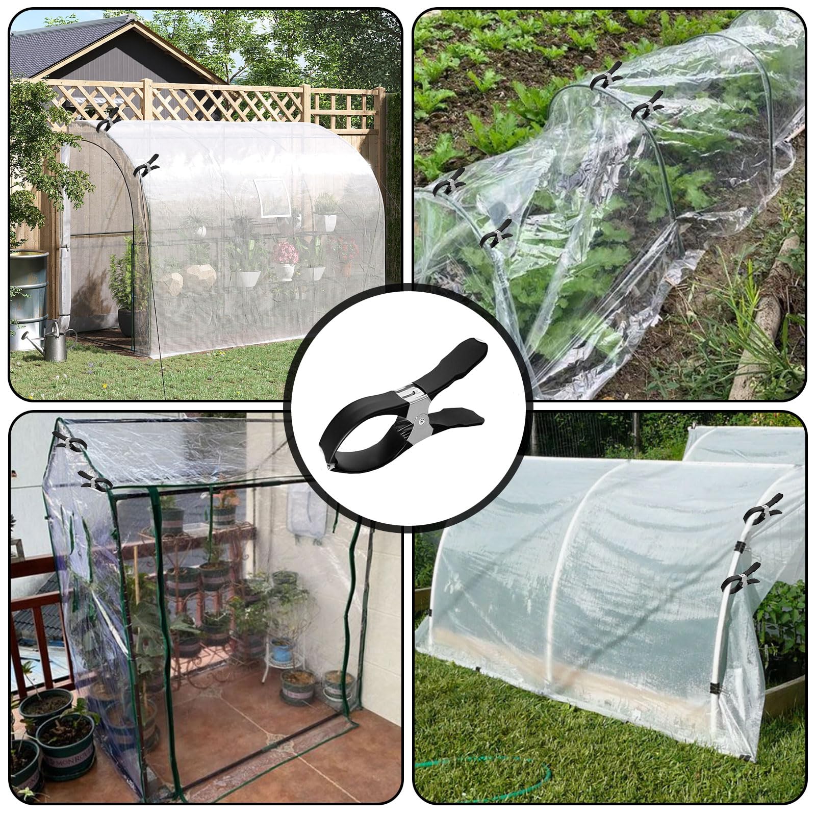 20 abrazaderas de invernadero de acero inoxidable para jardín, pinzas para plantas, pinzas para la ropa, láminas de invernadero, clips para sujetar abrazaderas de tubos, red de invernadero