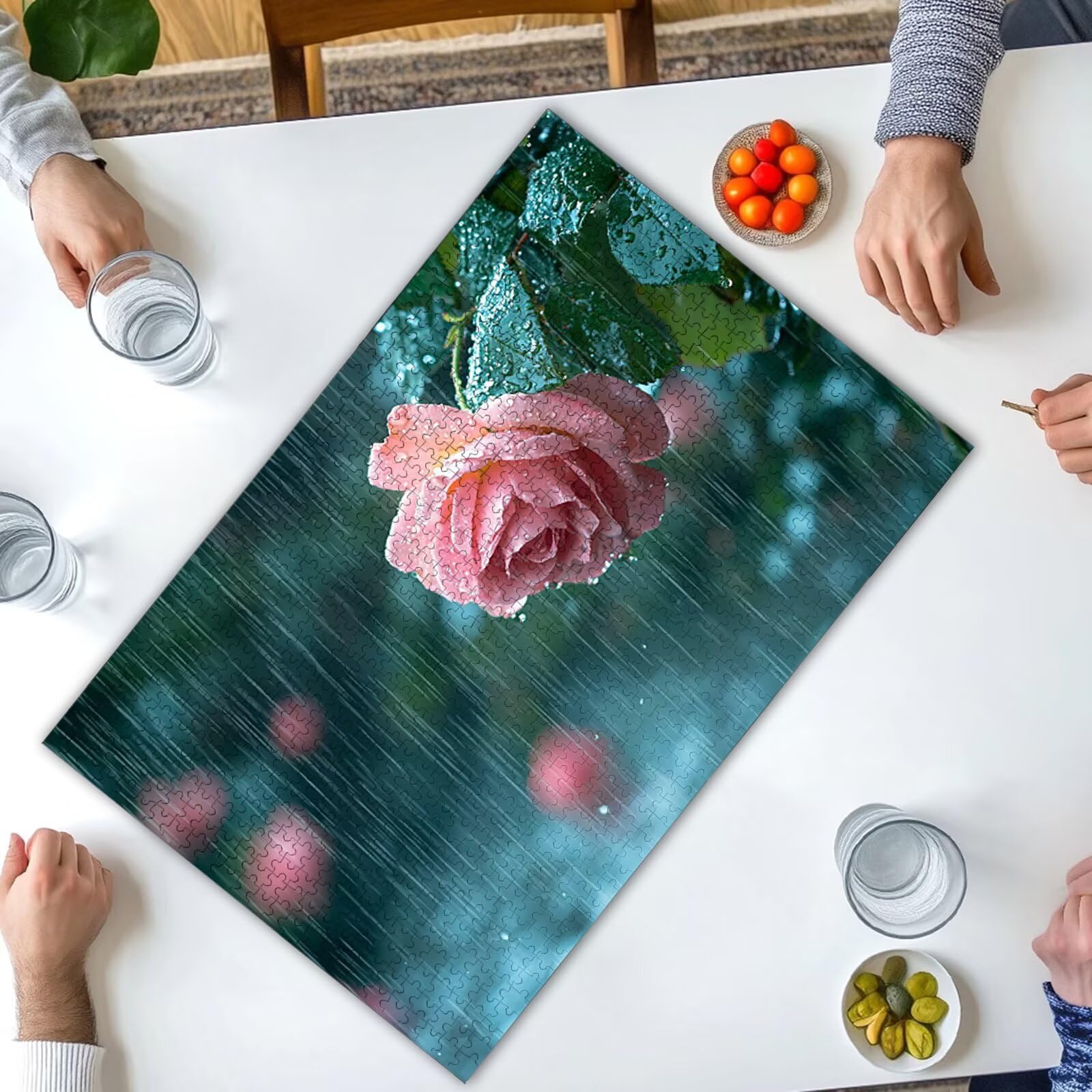 Puzzle 2000 sztuk kwiatów, różowe drewniane puzzle dla dorosłych, puzzle z wykwintnym opakowaniem, rodzinne gry edukacyjne, puzzle do dekoracji wnętrz, pomysł na prezent dla kobiet, prezent dla