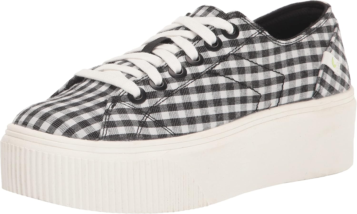 Dr. Scholl's Shoes Womens for Now Platform Lace Up Retro Fashion Sneaker, Black Gingham Fabric, 7.5