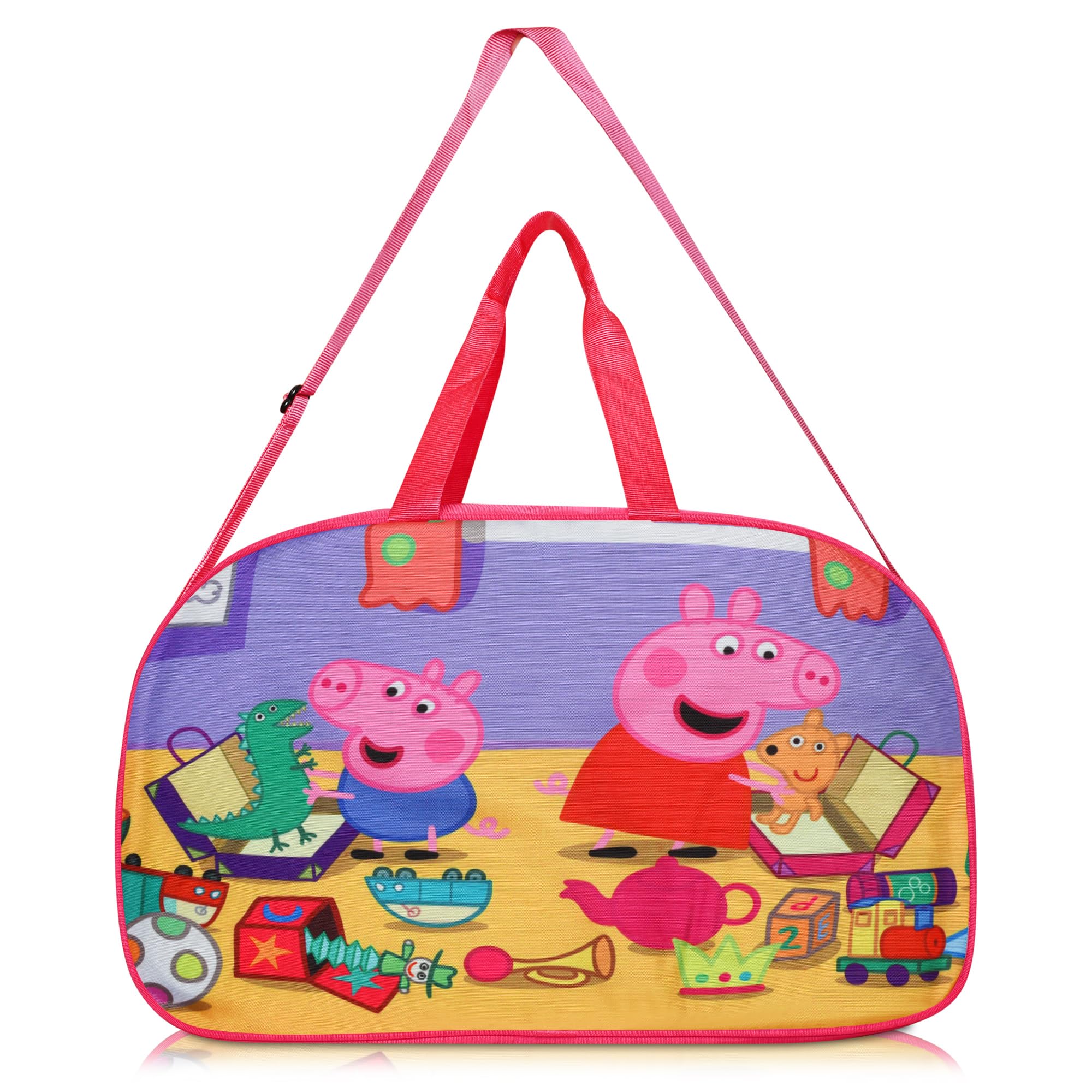 21.2 Inches Polyester Printed Travel/Sports/Multi-Utility Duffle Bags for Everyone (Pink-PEPPAPIG)