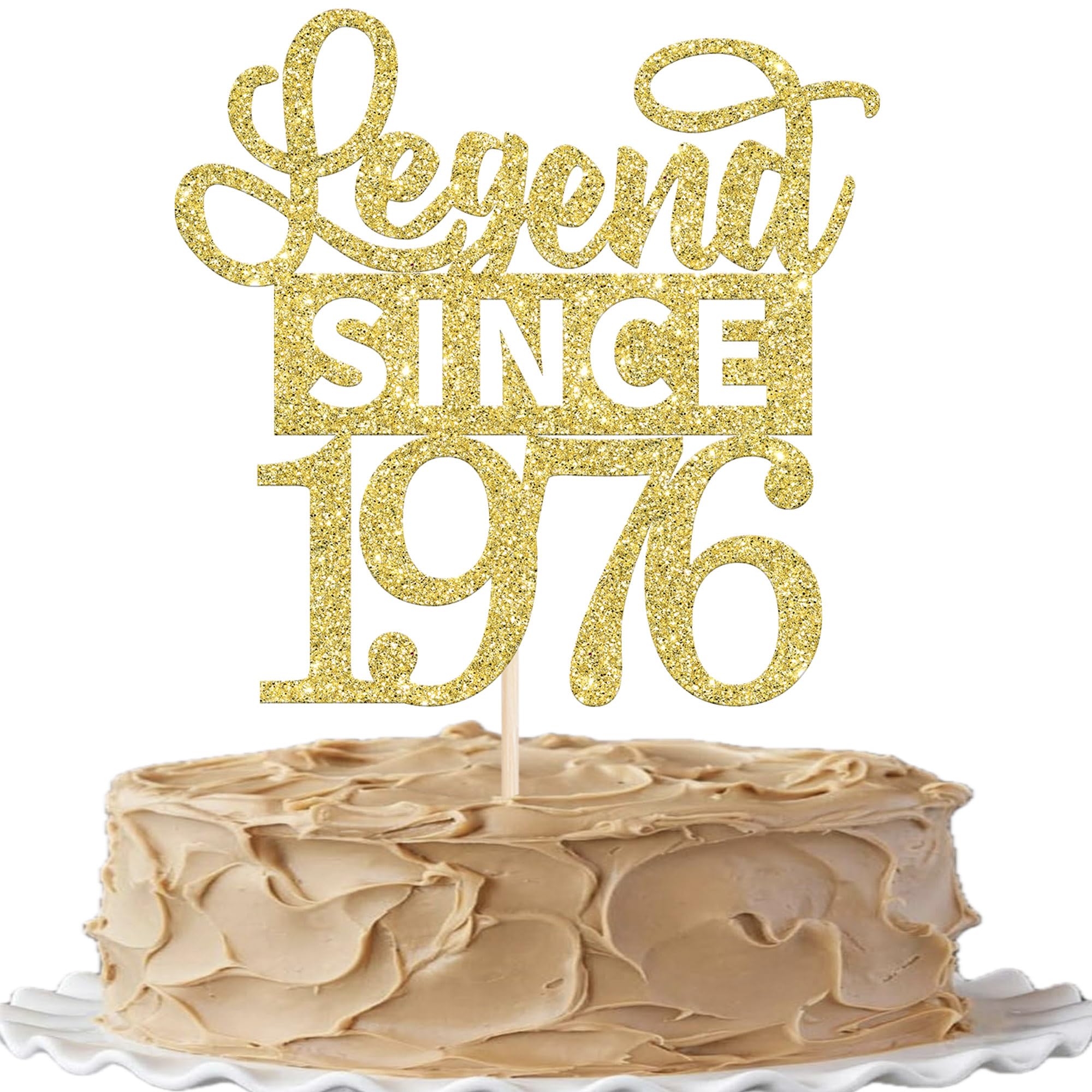 1 Stück Legend Since 1976 Tortendeko Glitzer 50th Kuchen Deko Alles Gute zum Geburtstag Cake Topper für Prost auf 50th Geburtstag Jahrestag Party Kuchen Dekorationen Gold