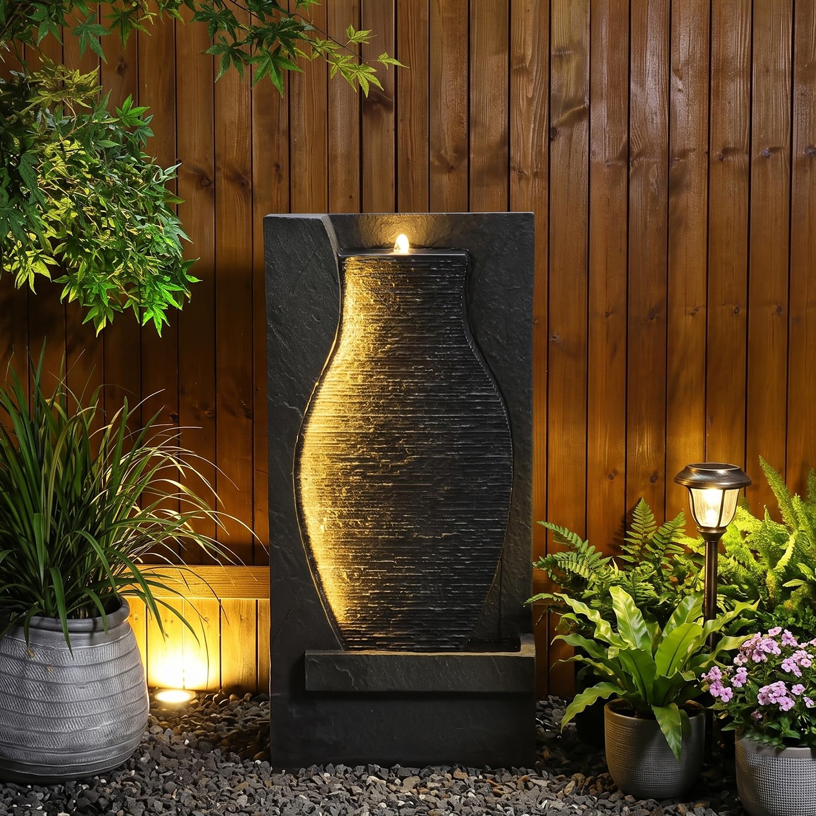 28H Modern Indoor/Outdoor Water Fountain with Soothing LED Light