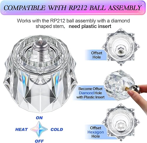 Miniatura 4 de Dreyoo Paquete de 1 manija de grifo compatible con Delta Faucet RP17451, mango de grifo de repuesto con orificio de desplazamiento para duchabañera,