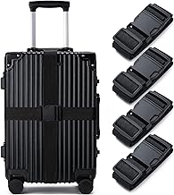 Luggage Straps for Suitcases 4 Pack, TSA Approved Travel Essentials, Luggage Strap for Travel Suitcase & Bag Closure and for Easy Identification, Travel Accessories for Safety & Convenience (Black)