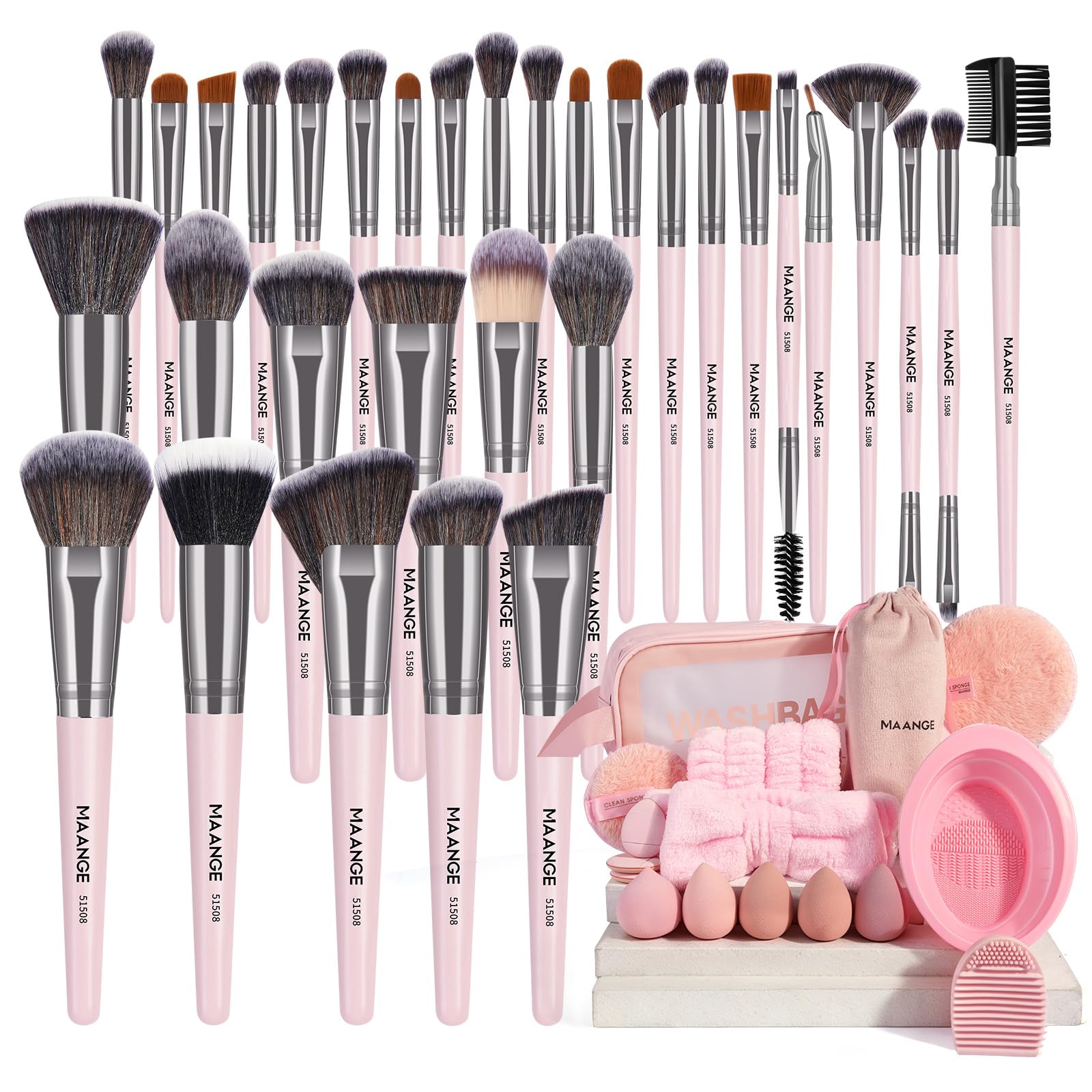 MAANGE Makeup Brush and Tool Set with Synthetic Bristles
