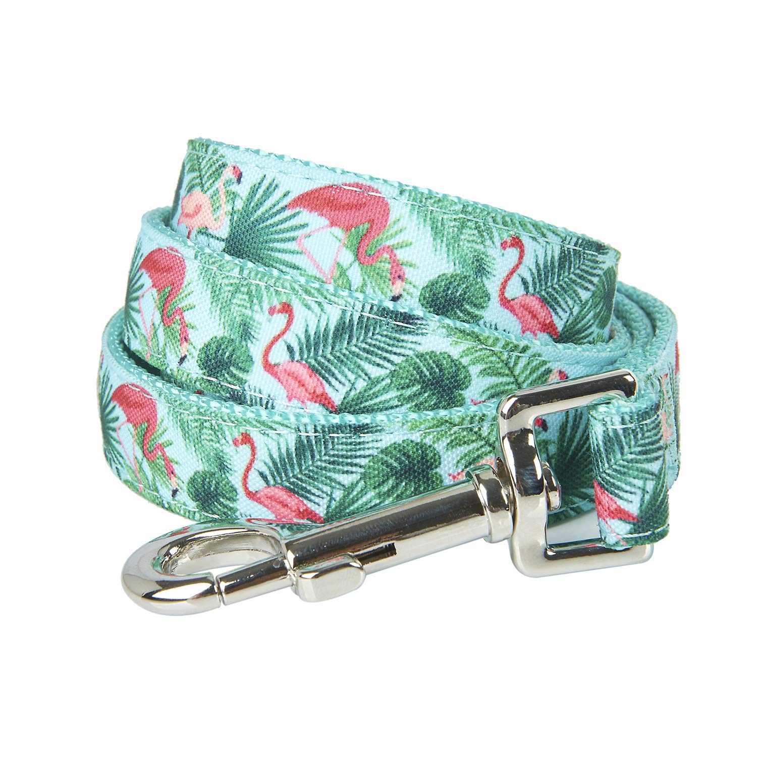 Petiry Flamingo Print Dog Leash - 5 Feet Durable Nylon Leash for Samll& Medium Dodgs, Lightweight Walking Leash (S，Flamingo)