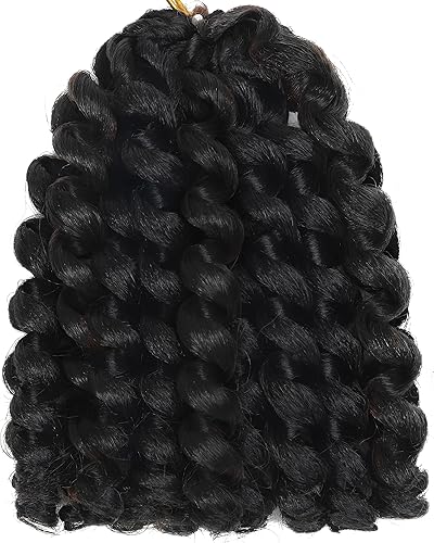 Miniatura 2 de 3 paquetes de cabello de ganchillo jamaicano con rebote, 2 trenzas de ganchillo rizadas, varita rizada, de 8 pulgadas, extensiones de cabello