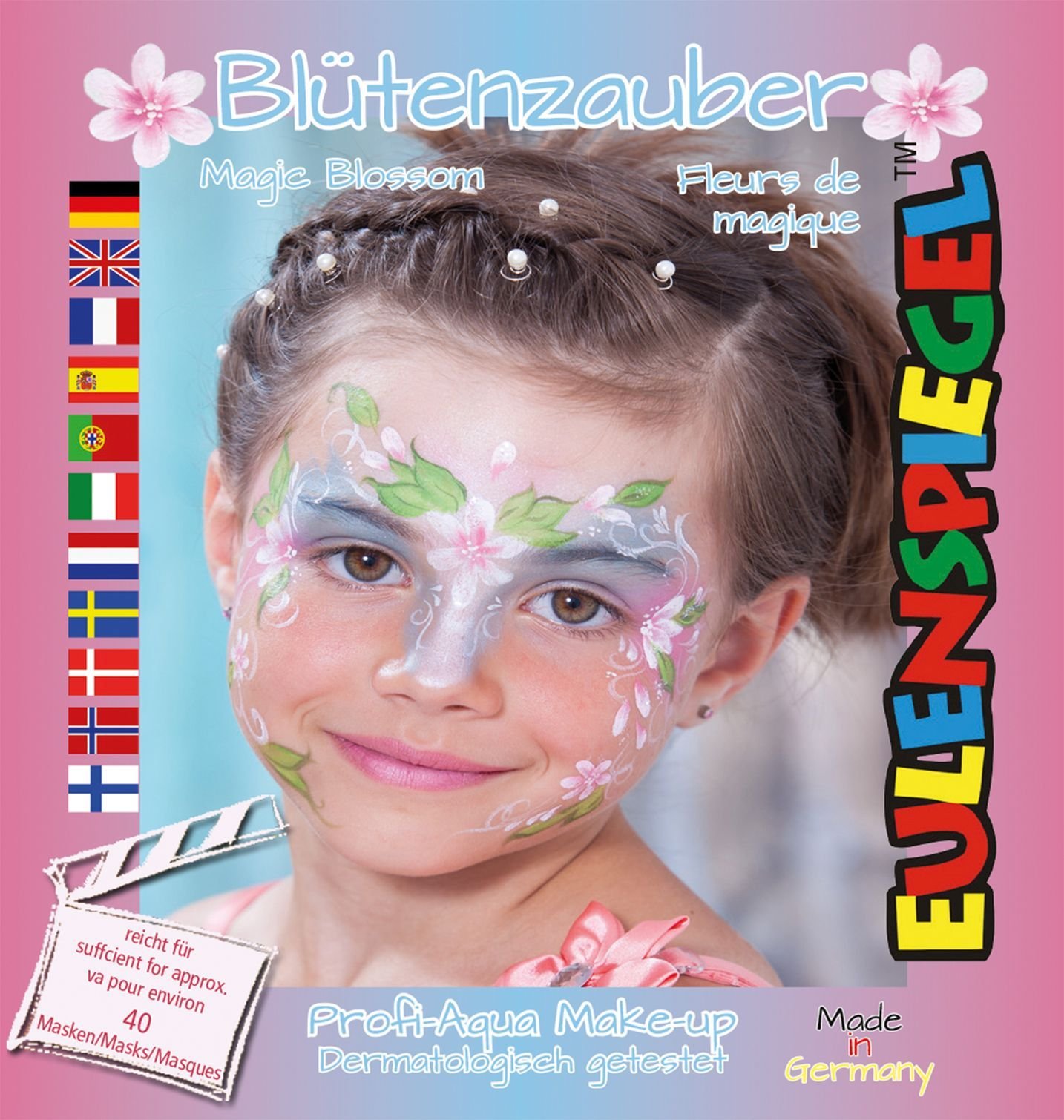 Set De Maquillaje Drácula De Eulenspiegel - 4 Colores (Blanco, Negro, Gris Y Rojo) Con Pincel E Instrucciones - Para Unas 40 Máscaras (Carnaval Y Fiestas Temáticas)