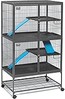 MidWest Ferret Nation Double Unit Cage Model 182 - 4-Tier Habitat for Ferrets, Chinchillas & Rats with Ramps, Shelves & Pans