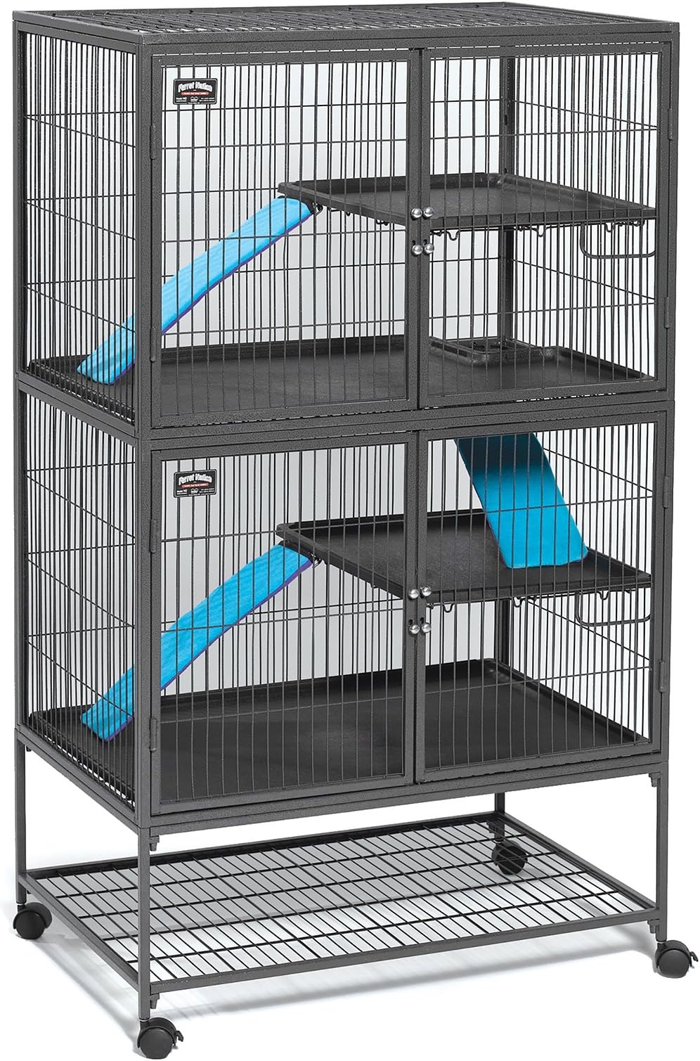 MidWest Homes for Pets Ferret Nation Double Unit Small Animal Cage, 4 Tiers, Includes Pans, Shelves, Ramps & Covers, for Ferrets & Small Animals