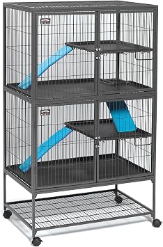 MidWest Homes for Pets Ferret Nation Double Unit Small Animal Cage, 4 Tiers, Includes Pans, Shelves, Ramps & Covers, For Ferrets & Small Animals