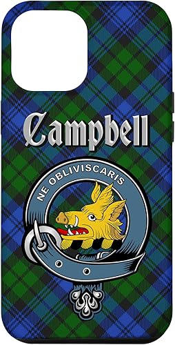 Funda para iPhone 14 Plus Campbell Clan Insignia y Tartán