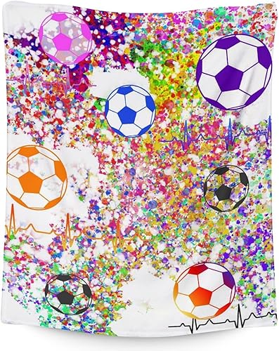 Manta de fútbol para regalar  Manta deportiva de 40 x 50 pulgadas para adultos y niños, mantas coloridas de felpa suave para sofá, sofá